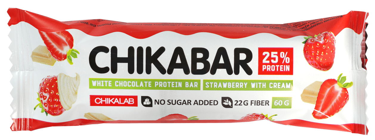 Протеиновый батончик в шоколаде Chikabar 60г клубника со сливками